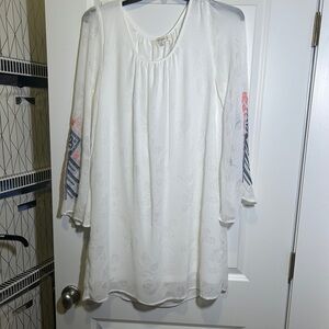 Umgee White 3/4 Sleeve Embellished Tunic / dress